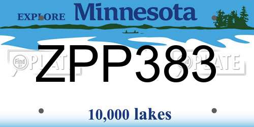 ZPP383 Minnesota License Plate