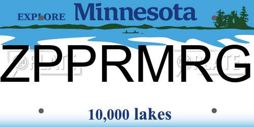 ZPPRMRG Minnesota License Plate