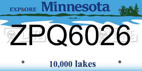 ZPQ6026 Minnesota License Plate