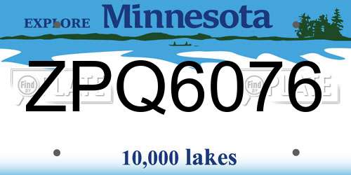 ZPQ6076 Minnesota License Plate