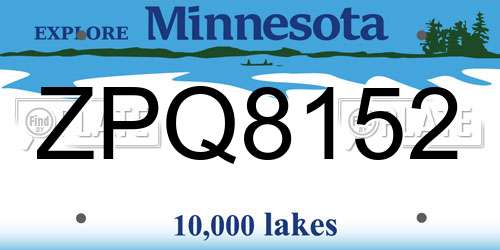 ZPQ8152 Minnesota License Plate