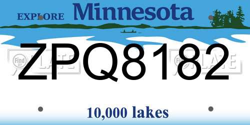 ZPQ8182 Minnesota License Plate