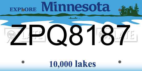 ZPQ8187 Minnesota License Plate