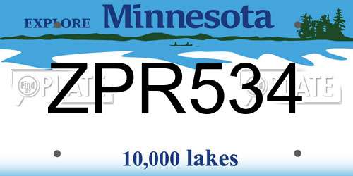 ZPR534 Minnesota License Plate