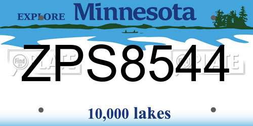 ZPS8544 Minnesota License Plate