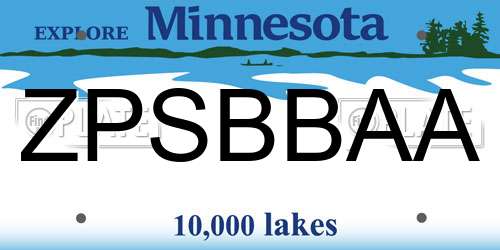 ZPSBBAA Minnesota License Plate