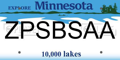 ZPSBSAA Minnesota License Plate