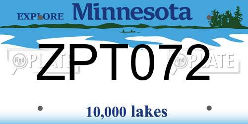 ZPT072 Minnesota License Plate