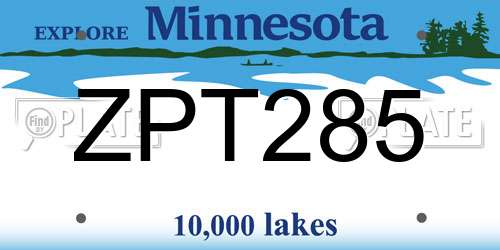 ZPT285 Minnesota License Plate