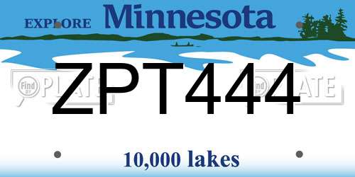 ZPT444 Minnesota License Plate