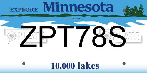 ZPT78S Minnesota License Plate