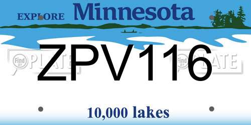 ZPV116 Minnesota License Plate
