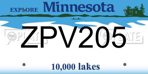 ZPV205 Minnesota License Plate