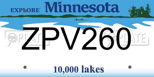 ZPV260 Minnesota License Plate