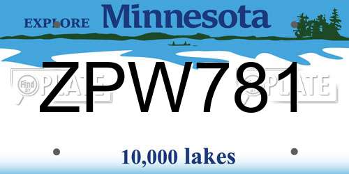 ZPW781 Minnesota License Plate