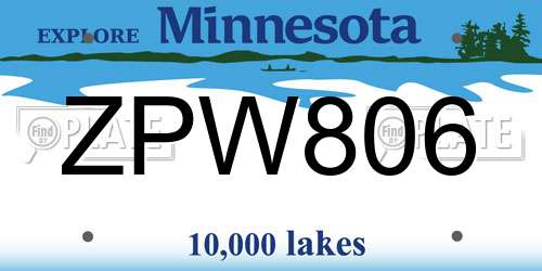 ZPW806 Minnesota License Plate