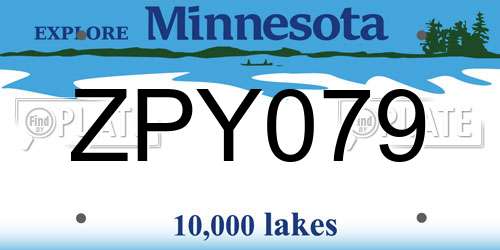 ZPY079 Minnesota License Plate