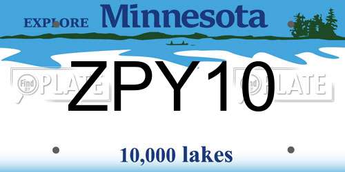 ZPY10 Minnesota License Plate