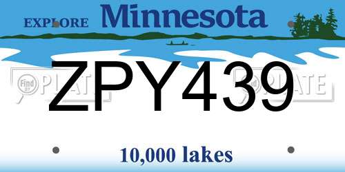 ZPY439 Minnesota License Plate