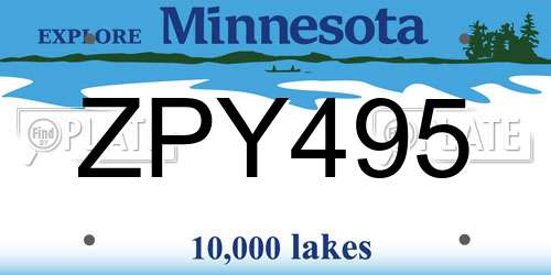ZPY495 Minnesota License Plate