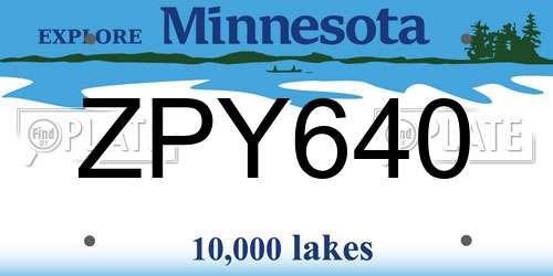 ZPY640 Minnesota License Plate