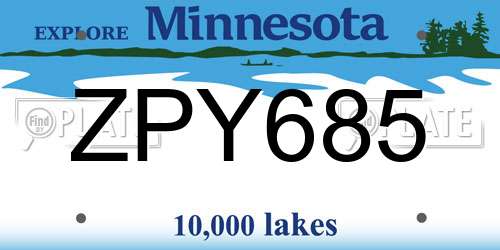 ZPY685 Minnesota License Plate