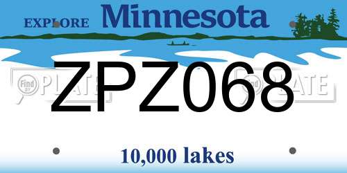 ZPZ068 Minnesota License Plate