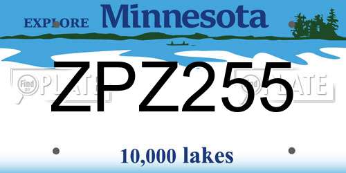 ZPZ255 Minnesota License Plate