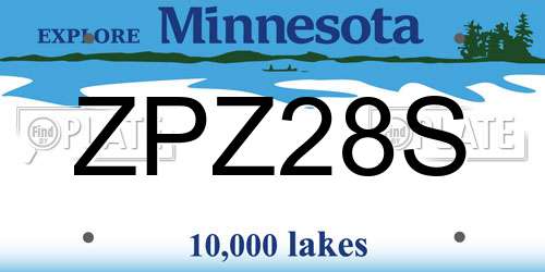 ZPZ28S Minnesota License Plate