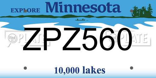 ZPZ560 Minnesota License Plate