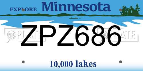 ZPZ686 Minnesota License Plate