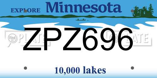 ZPZ696 Minnesota License Plate
