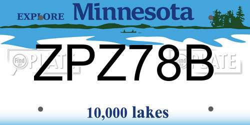 ZPZ78B Minnesota License Plate