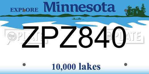 ZPZ840 Minnesota License Plate