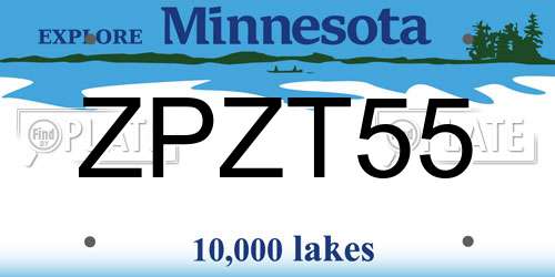 ZPZT55 Minnesota License Plate