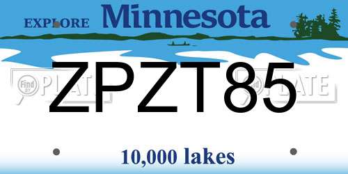 ZPZT85 Minnesota License Plate