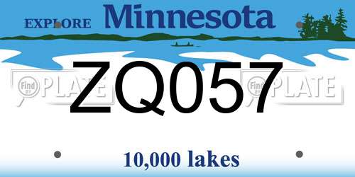 ZQ057 Minnesota License Plate