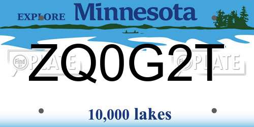 ZQ0G2T Minnesota License Plate