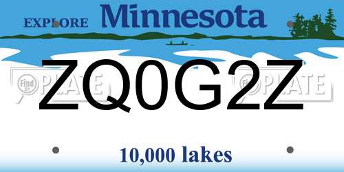 ZQ0G2Z Minnesota License Plate