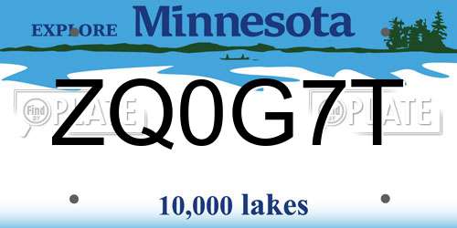 ZQ0G7T Minnesota License Plate