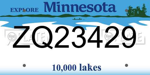ZQ23429 Minnesota License Plate