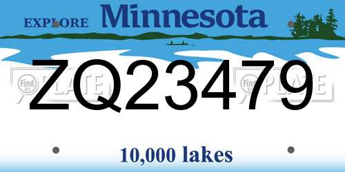 ZQ23479 Minnesota License Plate