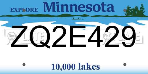 ZQ2E429 Minnesota License Plate