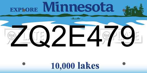 ZQ2E479 Minnesota License Plate