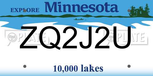 ZQ2J2U Minnesota License Plate