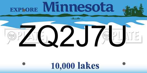 ZQ2J7U Minnesota License Plate