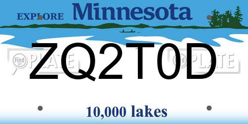 ZQ2T0D Minnesota License Plate