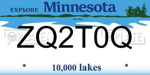 ZQ2T0Q Minnesota License Plate