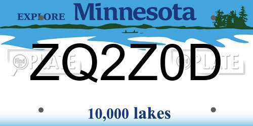 ZQ2Z0D Minnesota License Plate