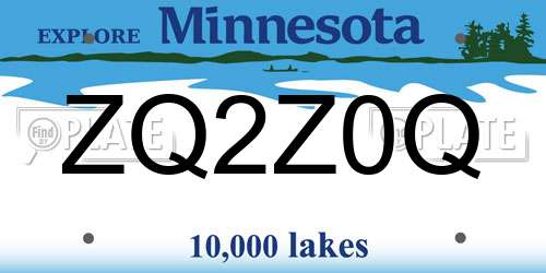 ZQ2Z0Q Minnesota License Plate
